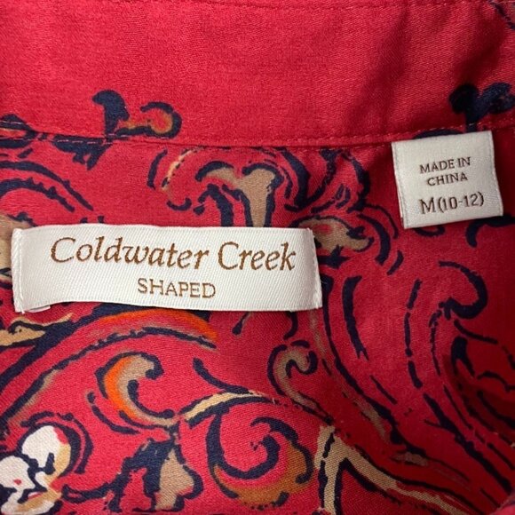 Coldwater Creek Womens Shirt Medium Long Sleeve Floral Red Casual Retro Y2K - Picture 3 of 8